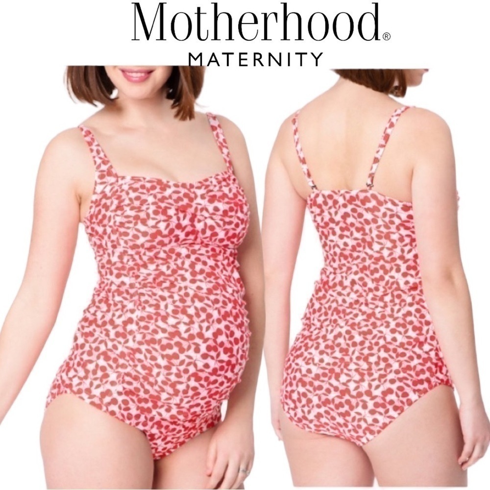 OH Baby Motherhood Cute White Red Cherry Scoop Tankini & Bottoms 2 pc Large Set